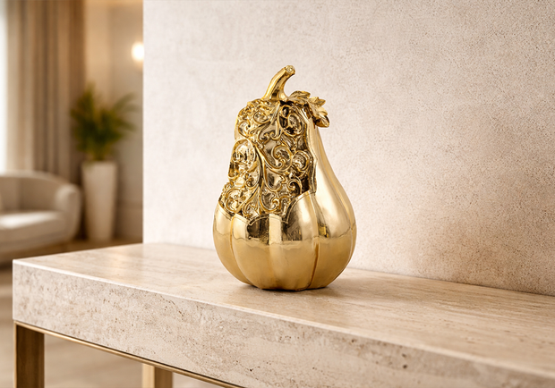 Modern yaşam alanı için gold renk kabak form dekoratif aksesuar