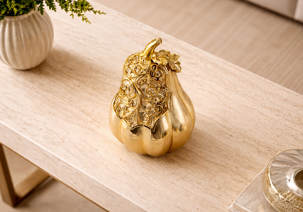 Modern yaşam alanı için gold renk kabak form dekoratif aksesuar
