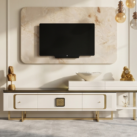 Valessia TV ünitesi gold renk metal ayaklı TV ünitesi modeli