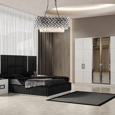 Vegas yatak odası takımı beyaz gümüş detaylı modern tasarım