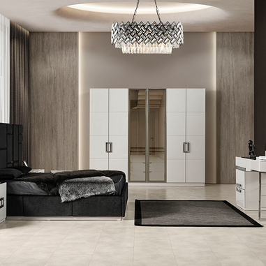 Vegas yatak odası takımı beyaz gümüş detaylı modern tasarım