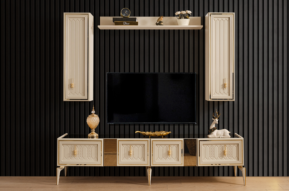 Gold ve krem detaylara sahip Velar TV Üitesi