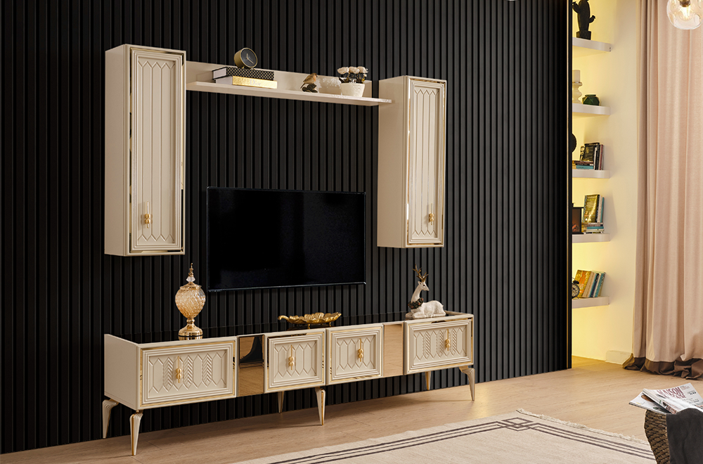 Gold ve krem detaylara sahip Velar TV Üitesi