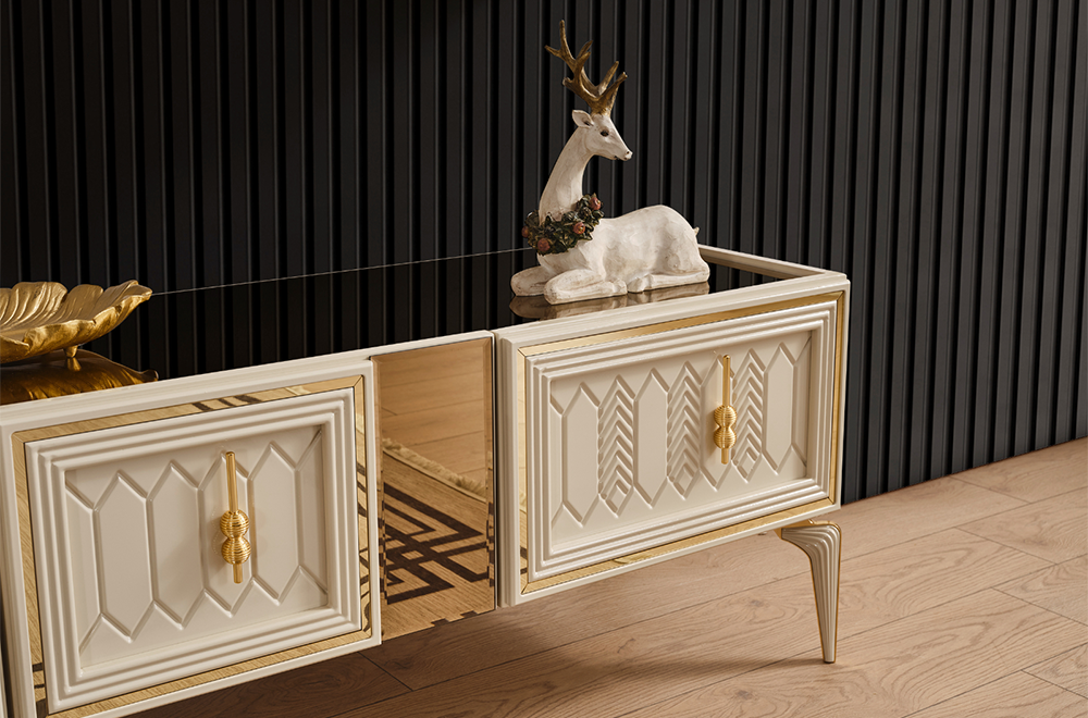 Gold ve krem detaylara sahip Velar TV Üitesi