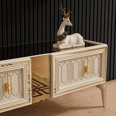 Gold ve krem detaylara sahip Velar TV Üitesi