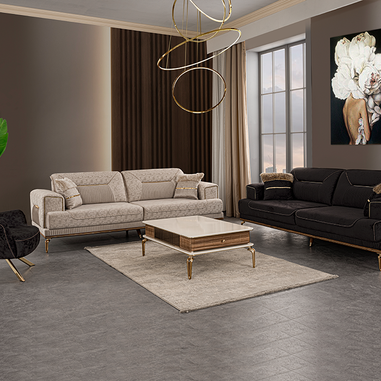 Velar koltuk takımı gold detaylı modern salon tasarımı