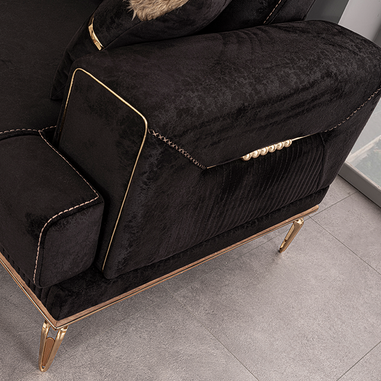 Velar koltuk takımı gold detaylı modern salon tasarımı