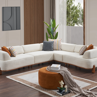 Vizyon köşe koltuk takımı krem modern salon