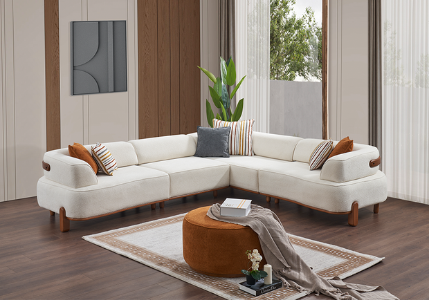 Vizyon köşe koltuk takımı krem modern salon