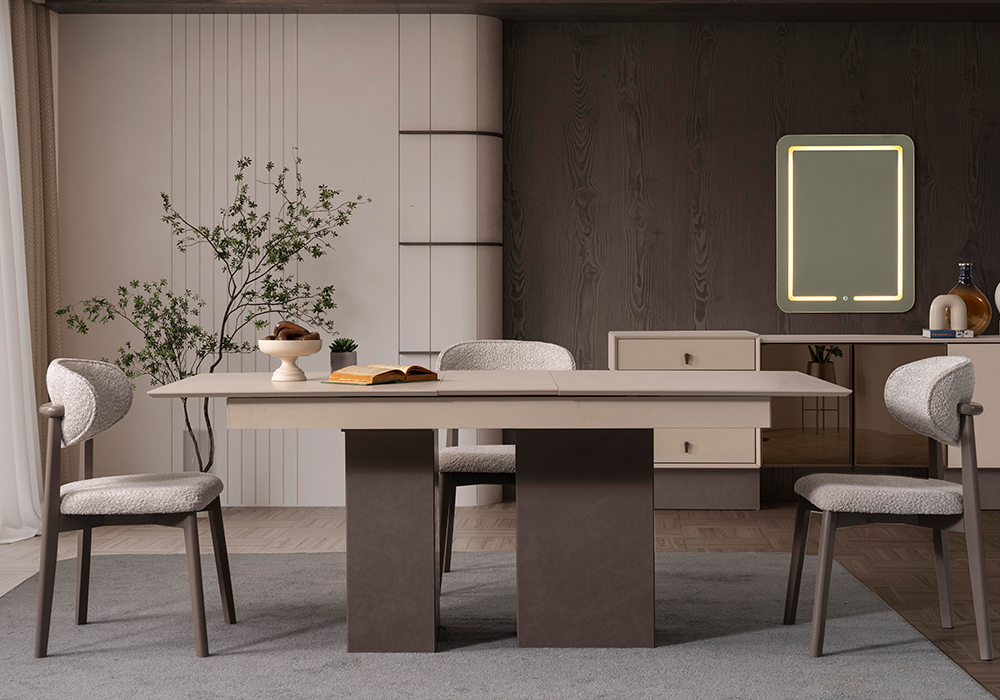 Minimal modern yemek odası için Yakut masa ve sandalye