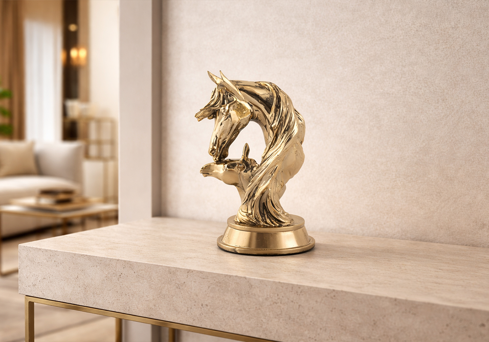 Modern yaşam alanı için gold at büst figürlü dekoratif aksesuar