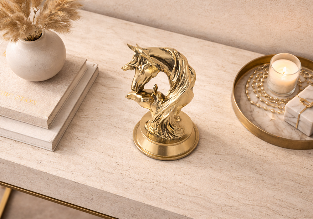 Modern yaşam alanı için gold at büst figürlü dekoratif aksesuar
