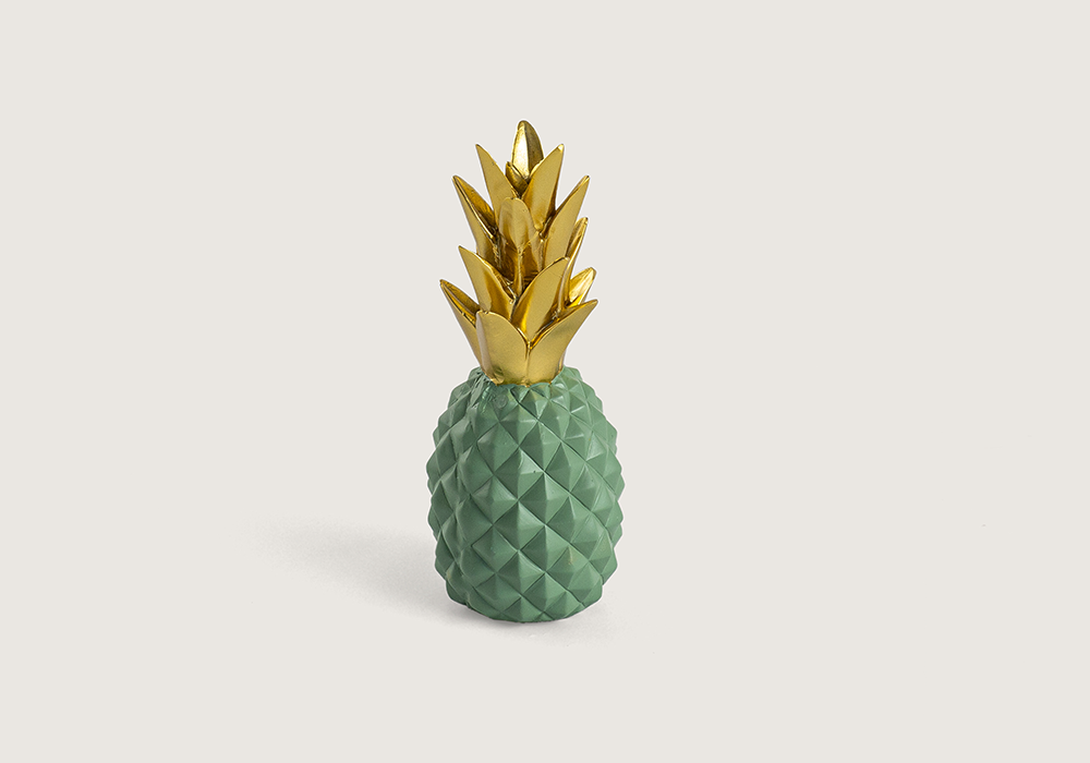 Modern yaşam alanı için ananas figürlü yeşil gold dekoratif aksesuar