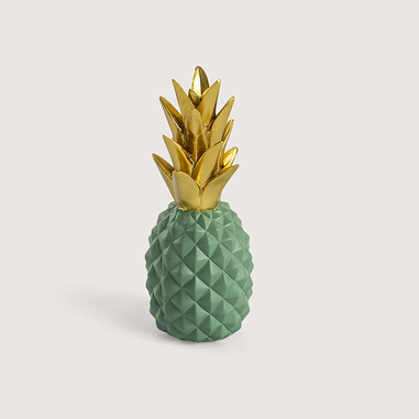 Modern yaşam alanı için ananas figürlü yeşil gold dekoratif aksesuar