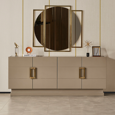 Modern yemek odası takımı gold, bej renk konsol modeli