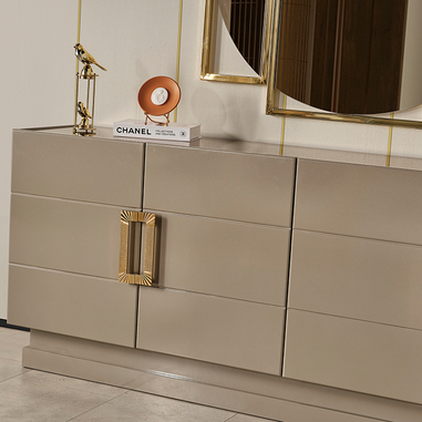 Modern yemek odası takımı gold, bej renk konsol modeli