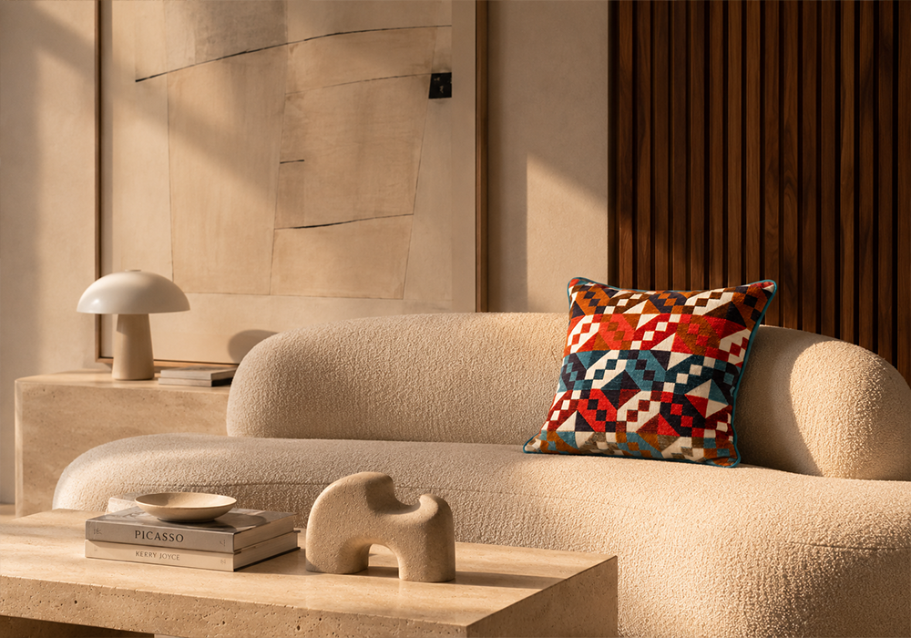 Zenda Dekoratif Kırlent Kılıfı geometrik desenli modern salon dekorasyonu