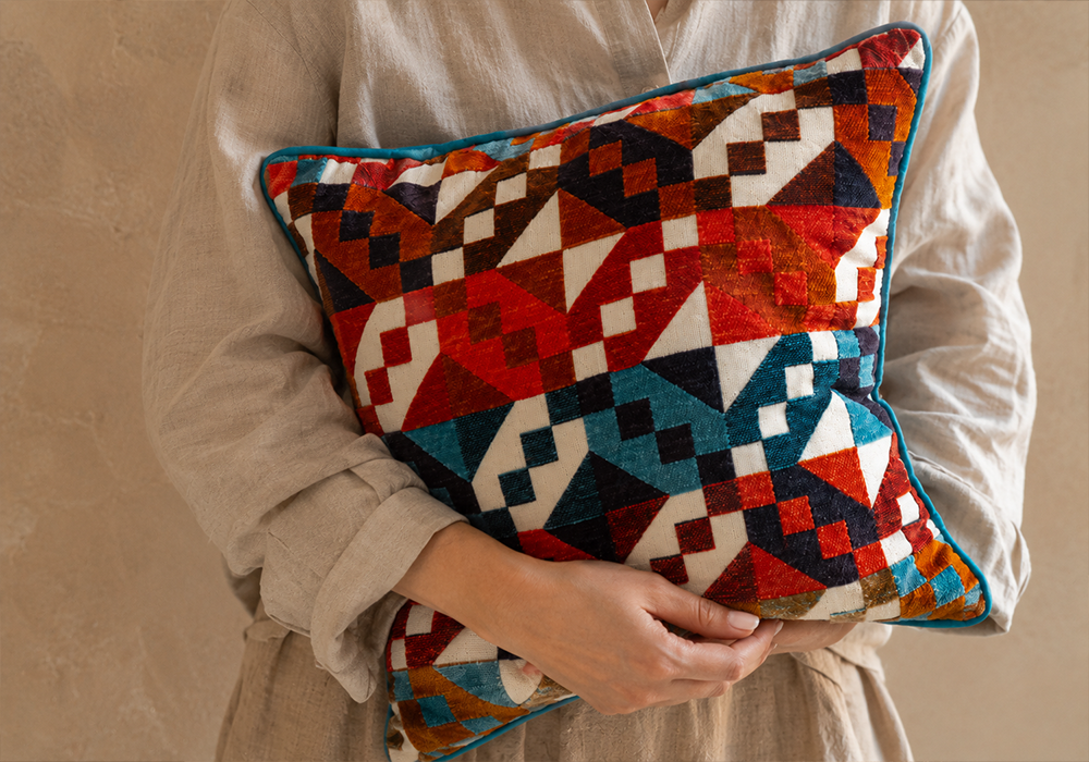 Zenda Dekoratif Kırlent Kılıfı etnik kilim desenli renkli kırlent modeli