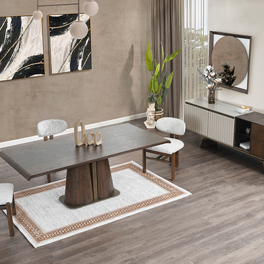 Zeta yemek odası takımı modern ceviz masa ve konsol