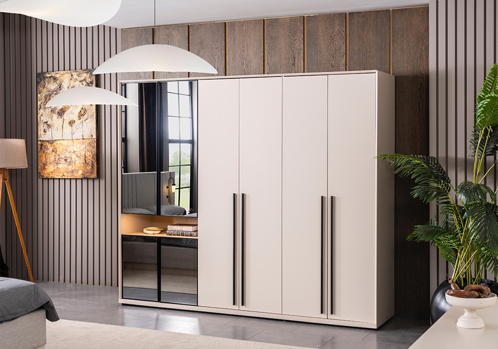 Modern gardırop tasarımı ile Zümrüt yatak odası takımı