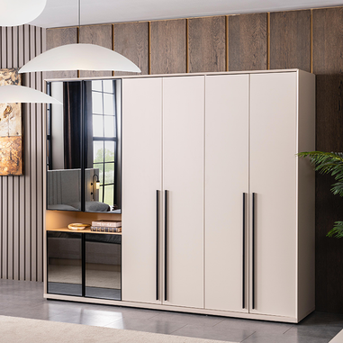 Modern gardırop tasarımı ile Zümrüt yatak odası takımı