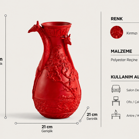 Zürafa kırmızı vazo dekoratif obje